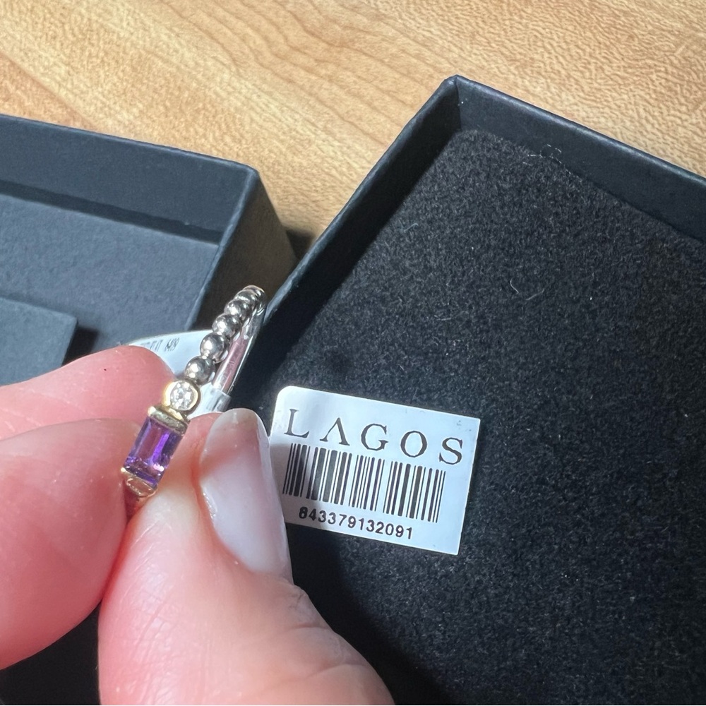Lagos amethyst and diamond stacking ring-  size 9 - Picture 4 of 7